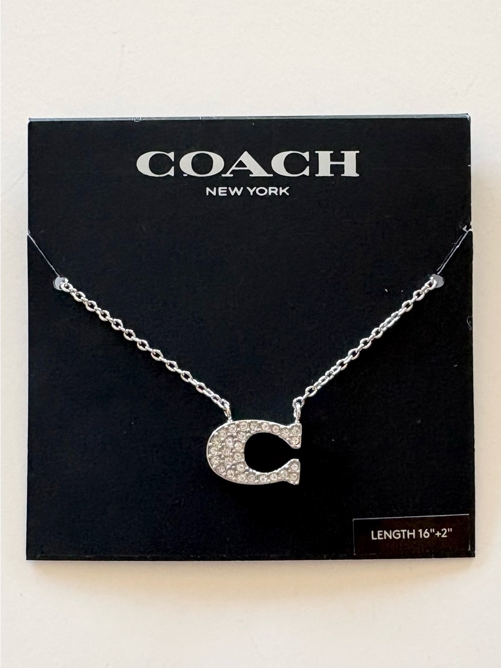 Coach Crystal 'C' Pendant Necklace - Silver